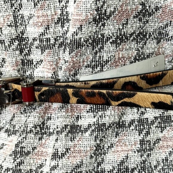 Michael Kors Belt XL Women's Royal Leopard Multicolor Brown Leather Metal Buckle - Picture 2 of 12